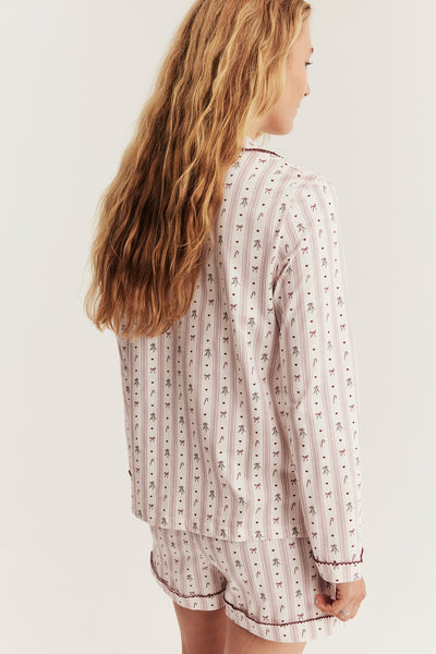 Women's white & red long-sleeve Christmas pyjamas