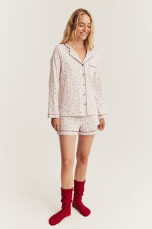 Women's white & red long-sleeve Christmas pyjamas
