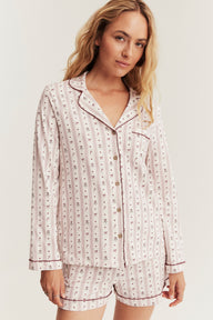 Women's white & red long-sleeve Christmas pyjamas
