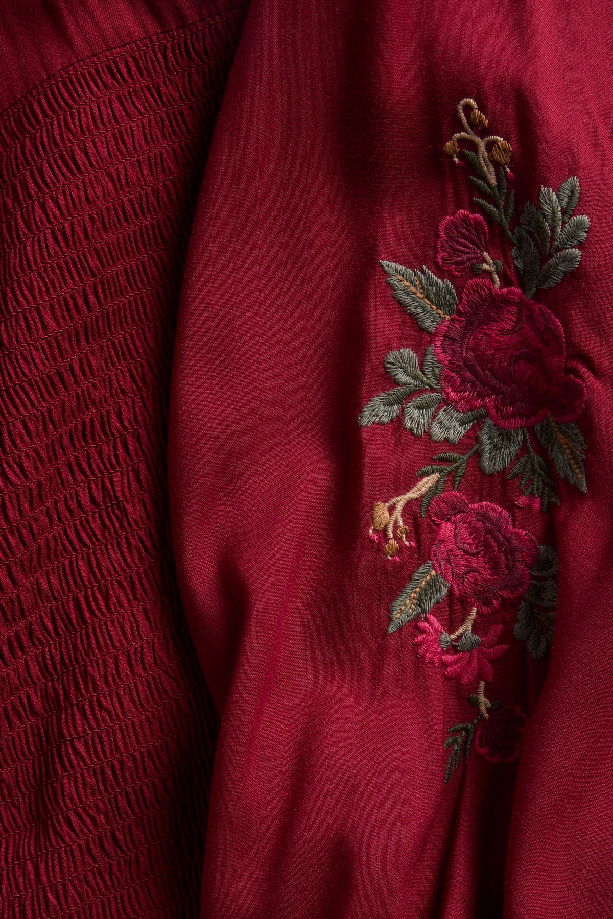 Women's red embroidered Christmas dress