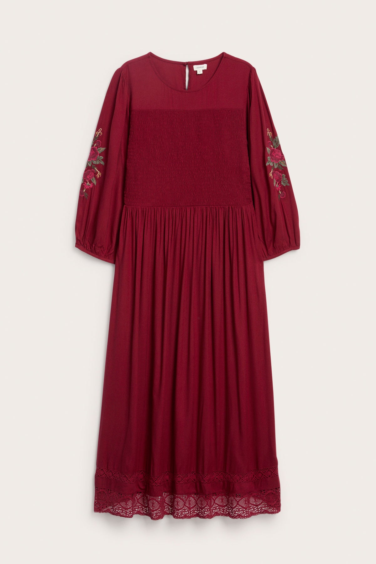 Women's red embroidered Christmas dress