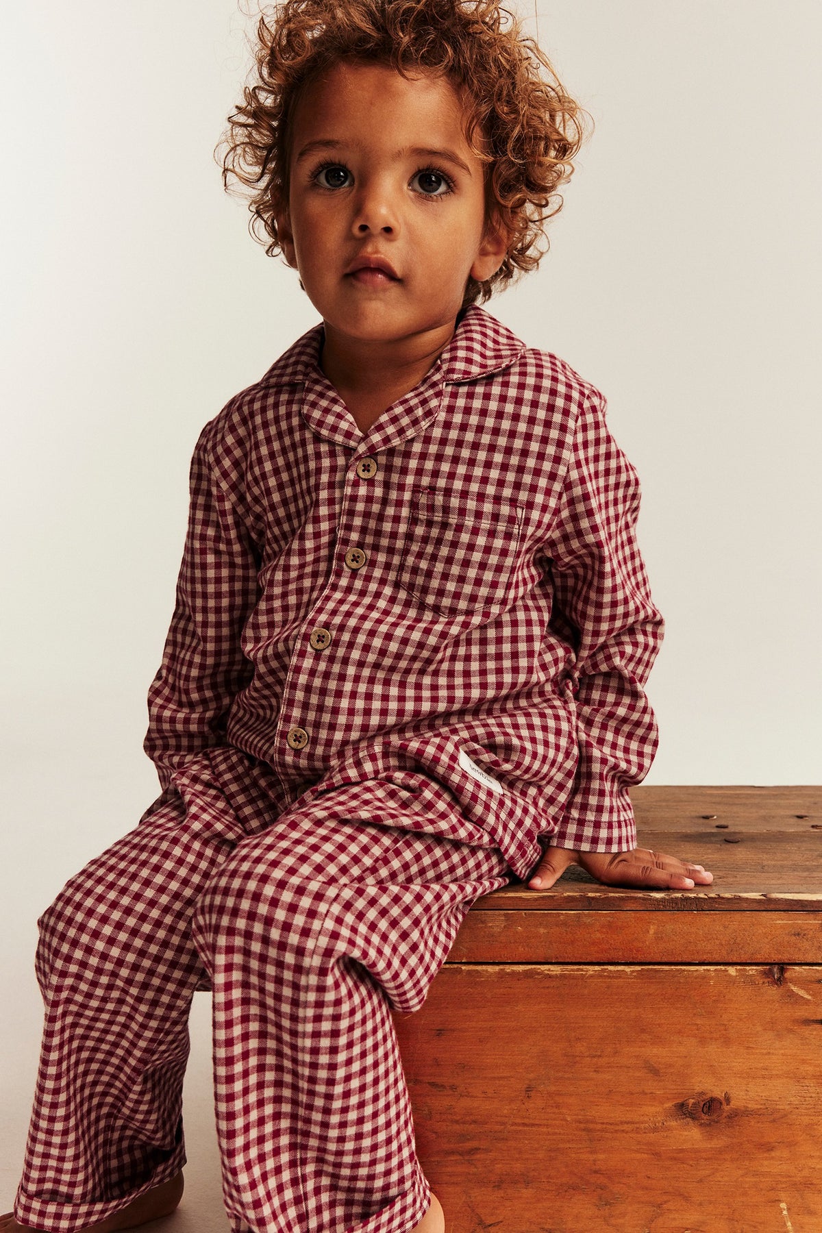 Kids red flannel Christmas pyjamas
