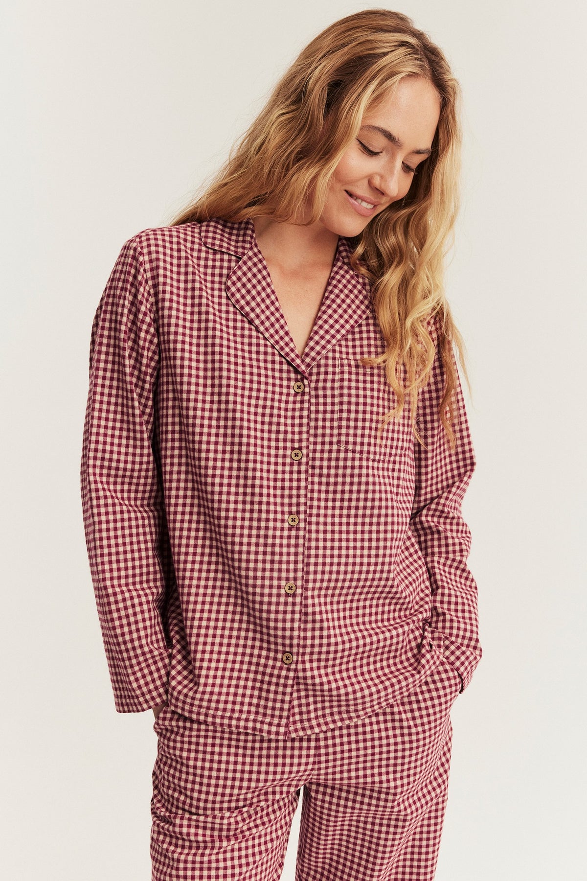 Women's red flannel Christmas pyjamas