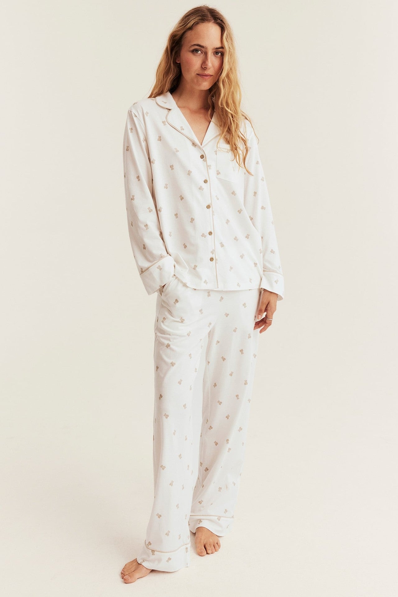 Women's white teddy bear pyjamas