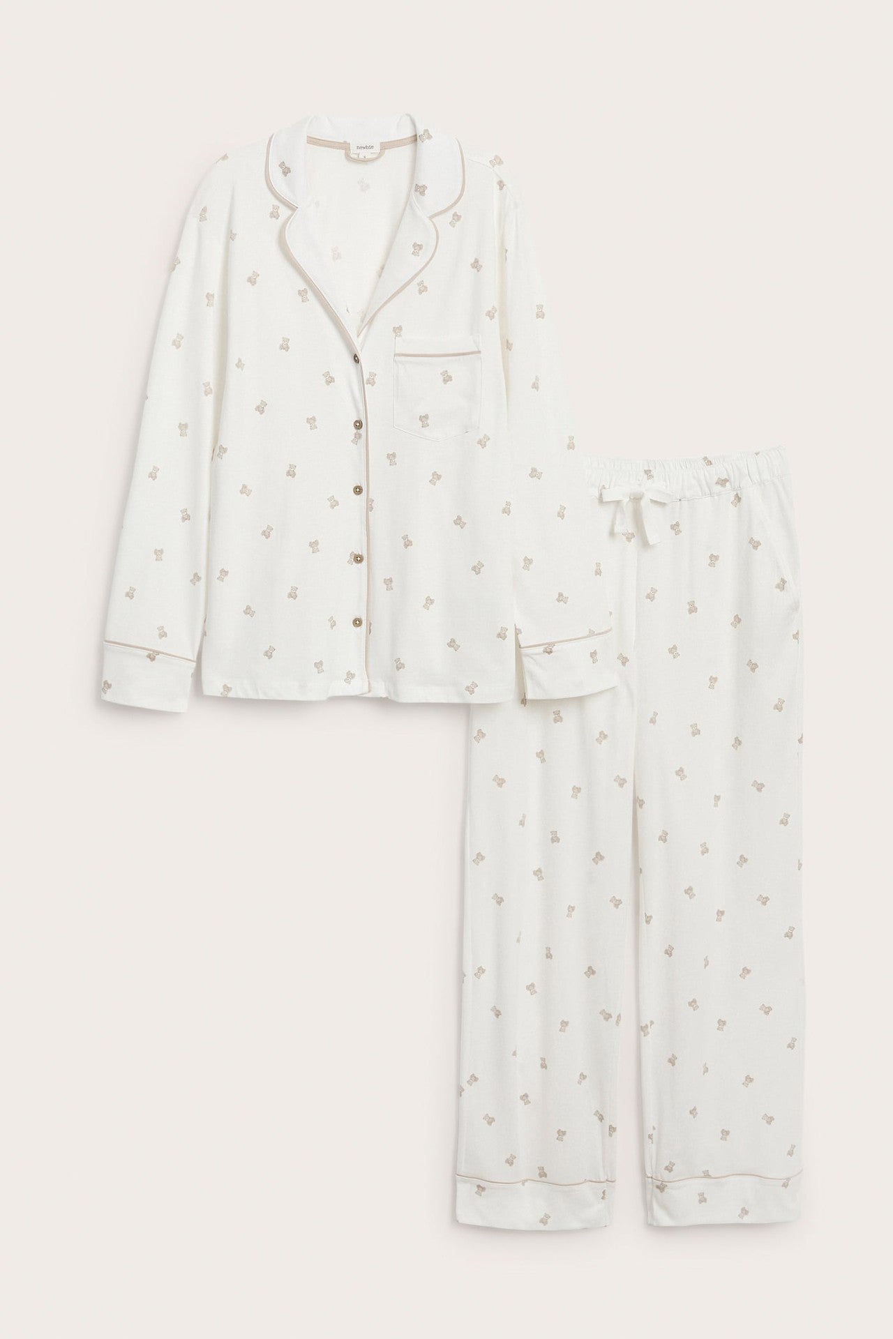 Women's white teddy bear pyjamas