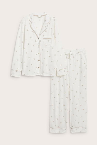 Women's white teddy bear pyjamas