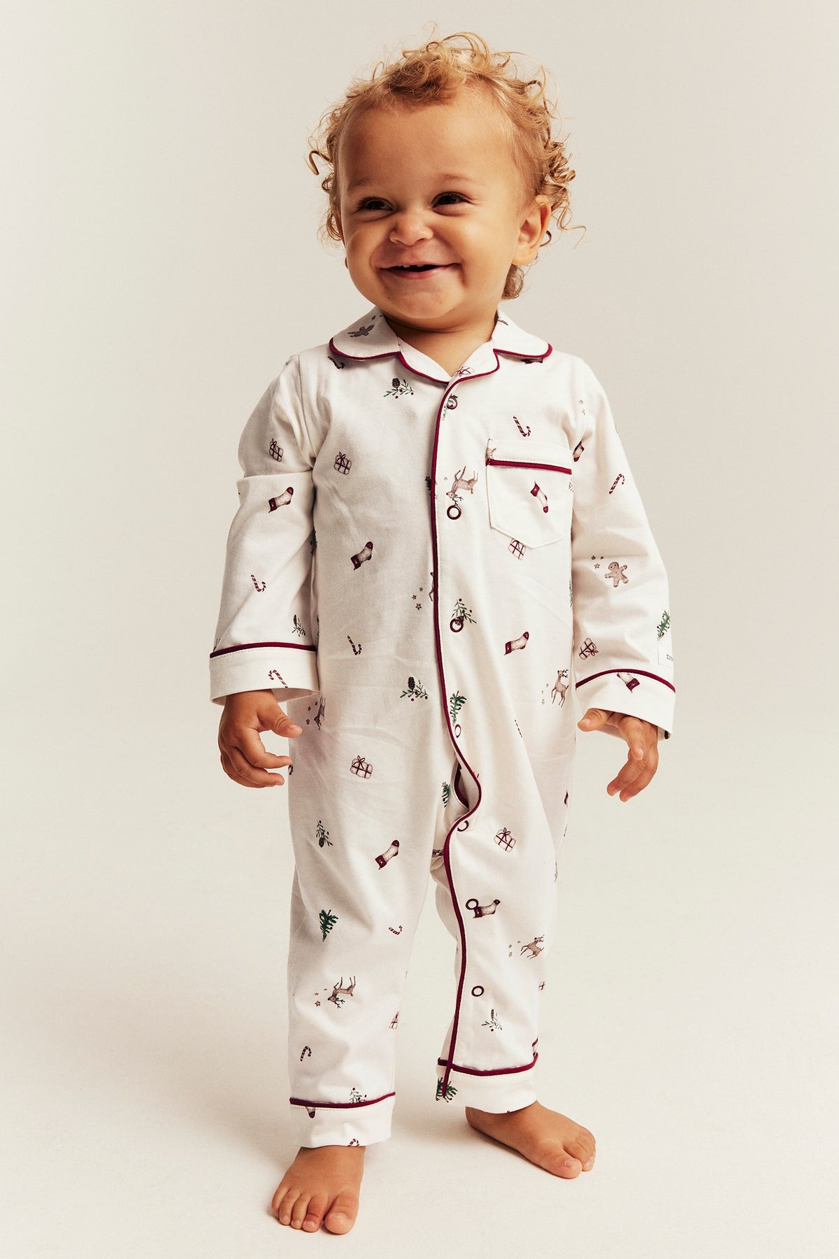 Baby white Christmas theme pyjamas
