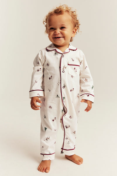 Baby white Christmas theme pyjamas