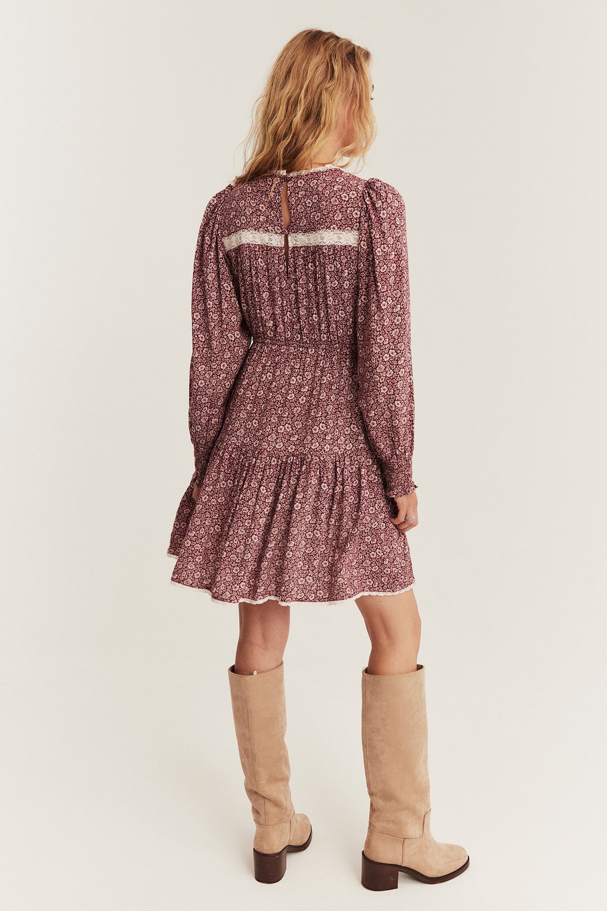 Women's red ditsy floral dress