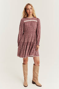 Women's red ditsy floral dress
