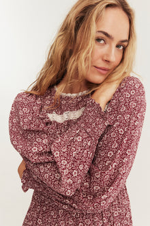 Women's red ditsy floral dress