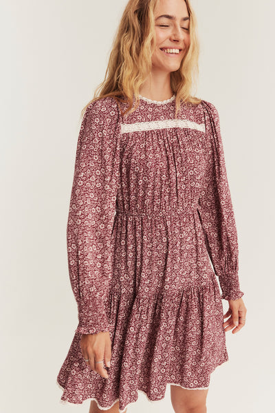 Women's red ditsy floral dress