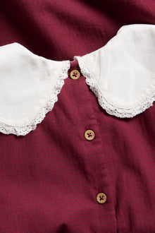 Kids red Christmas dress with lace collar