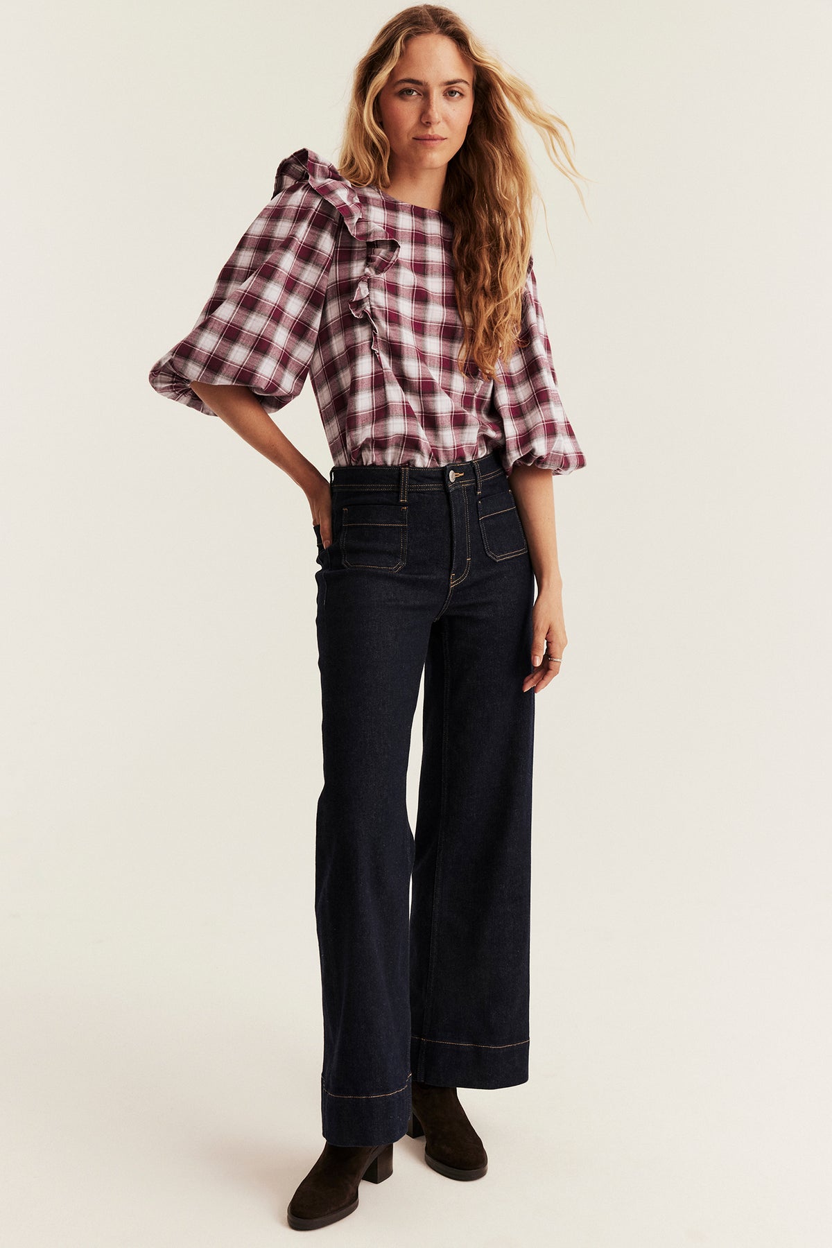 Women's checked Christmas blouse