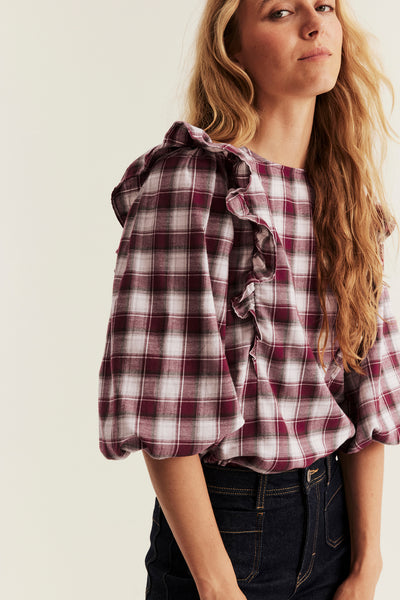 Women's checked Christmas blouse