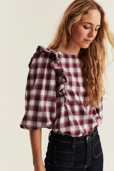 Women's checked Christmas blouse