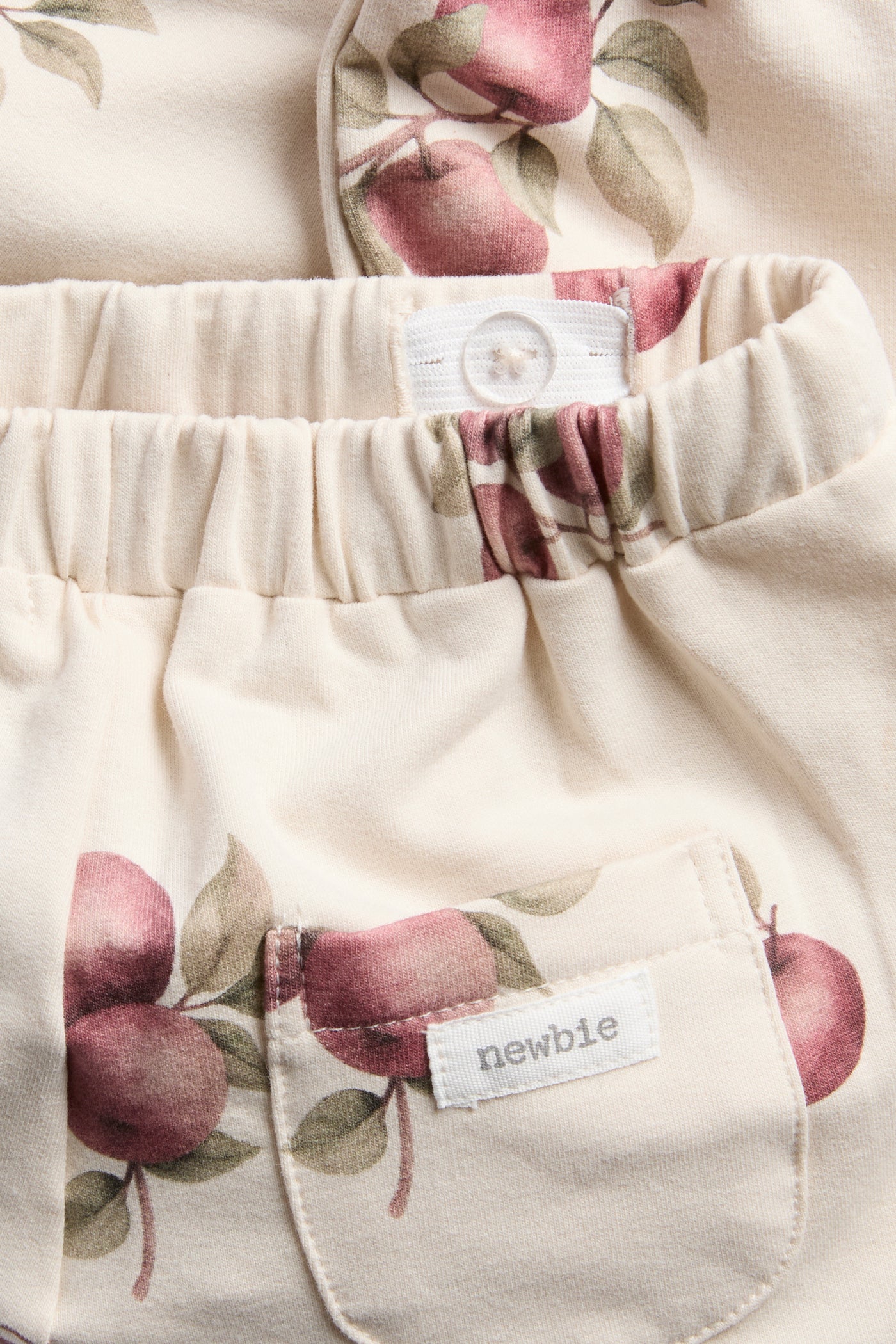 Baby beige apple-print joggers