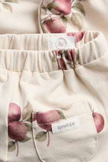 Baby beige apple-print joggers