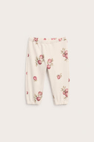 Baby beige apple-print joggers