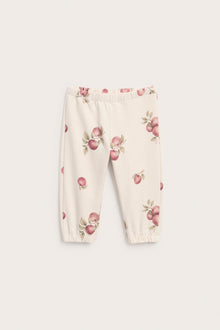 Baby beige apple-print joggers