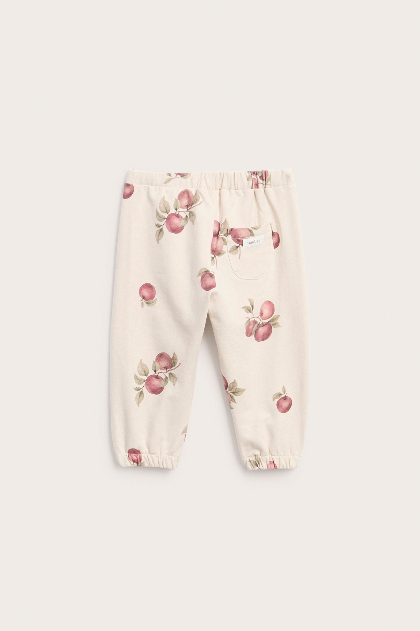 Baby beige apple-print joggers