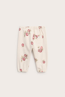 Baby beige apple-print joggers