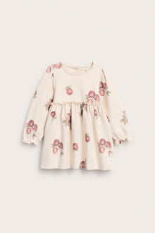 Baby beige dress with apple pattern