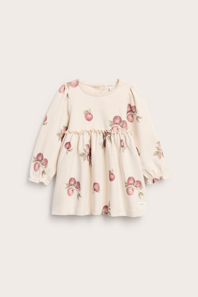 Baby beige dress with apple pattern