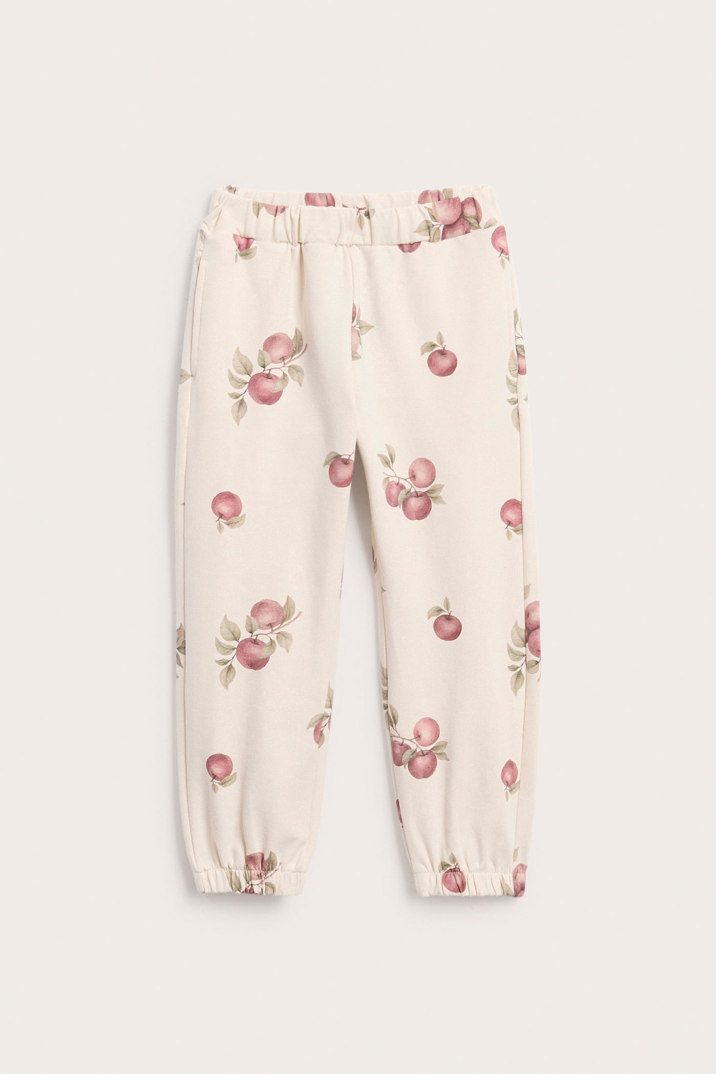 Kids beige apple-print joggers