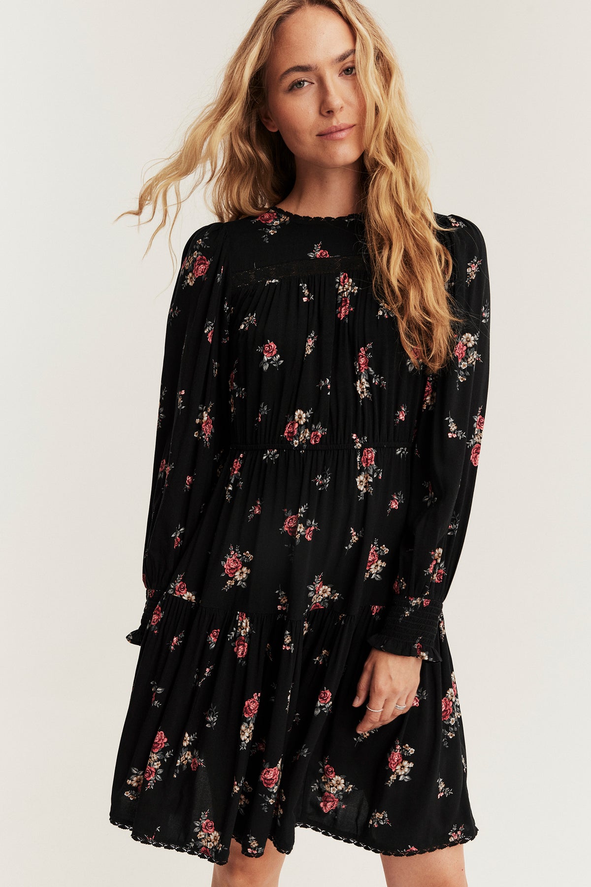 Women's black floral dress