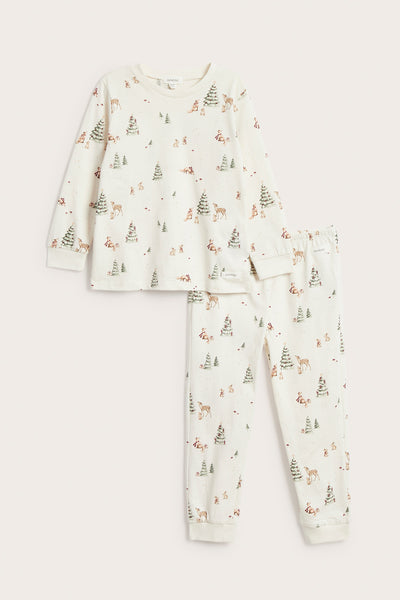 Kids white two-piece Christmas pyjamas