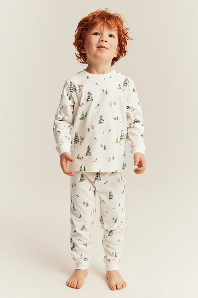 Kids white two-piece Christmas pyjamas