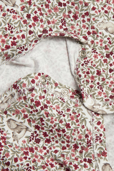 Baby red & white floral bodysuit with deer