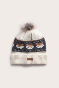 Baby & Kids white knitted wool hat with foxes