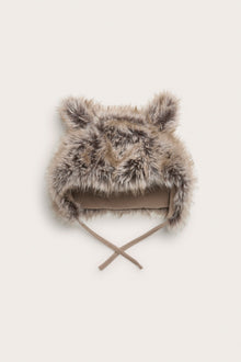 Kids brown fluffy hat with ears