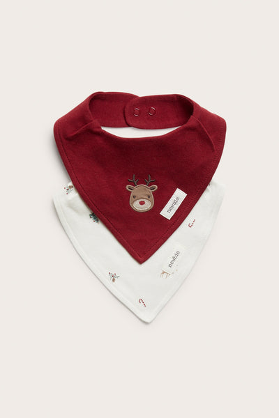 Baby red & white Christmas bibs (2-pack)