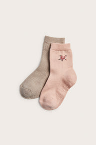 Kids pink & brown wool-blend socks (2-pack)