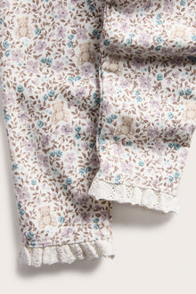 Kids white floral leggings with lace