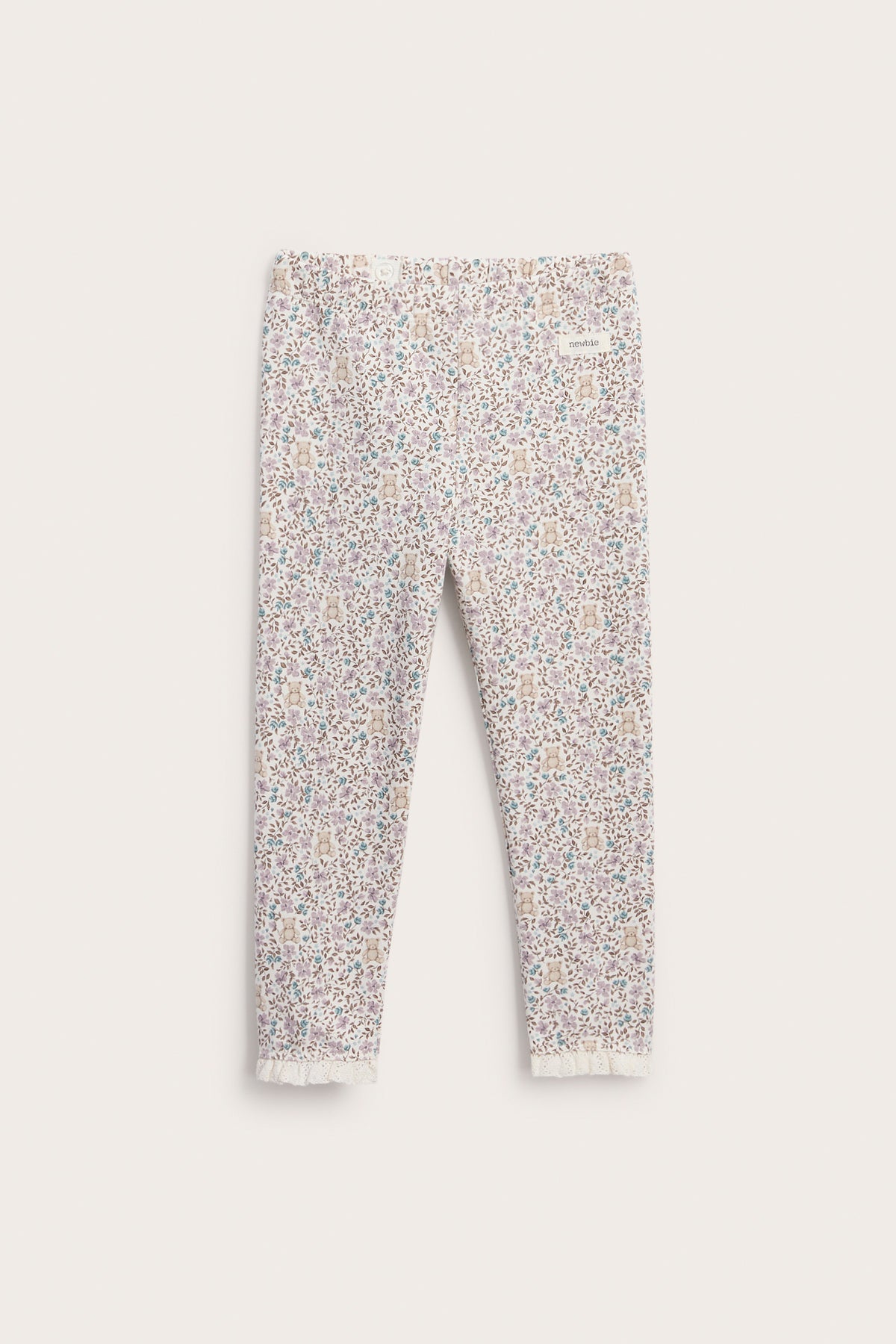 Kids white floral leggings with lace