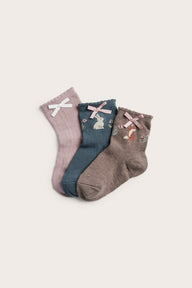 Kids multicoloured socks with lace (3-pack)