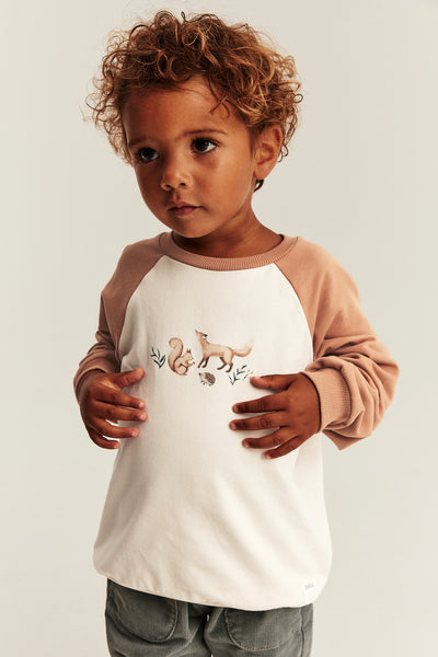 Kids beige sweatshirt with animal motif
