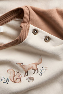 Baby beige sweatshirt with animal print