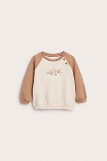 Baby beige sweatshirt with animal print