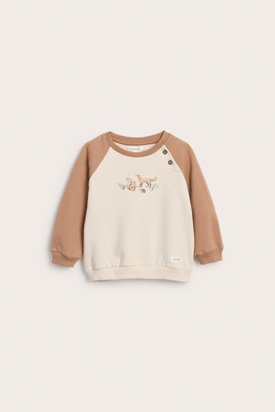 Baby beige sweatshirt with animal print