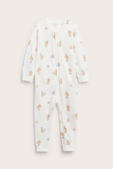 Baby white pyjamas with teddy bears motif