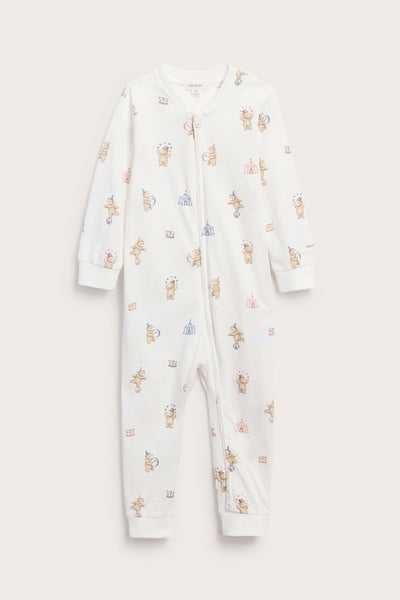 Baby white pyjamas with teddy bears motif