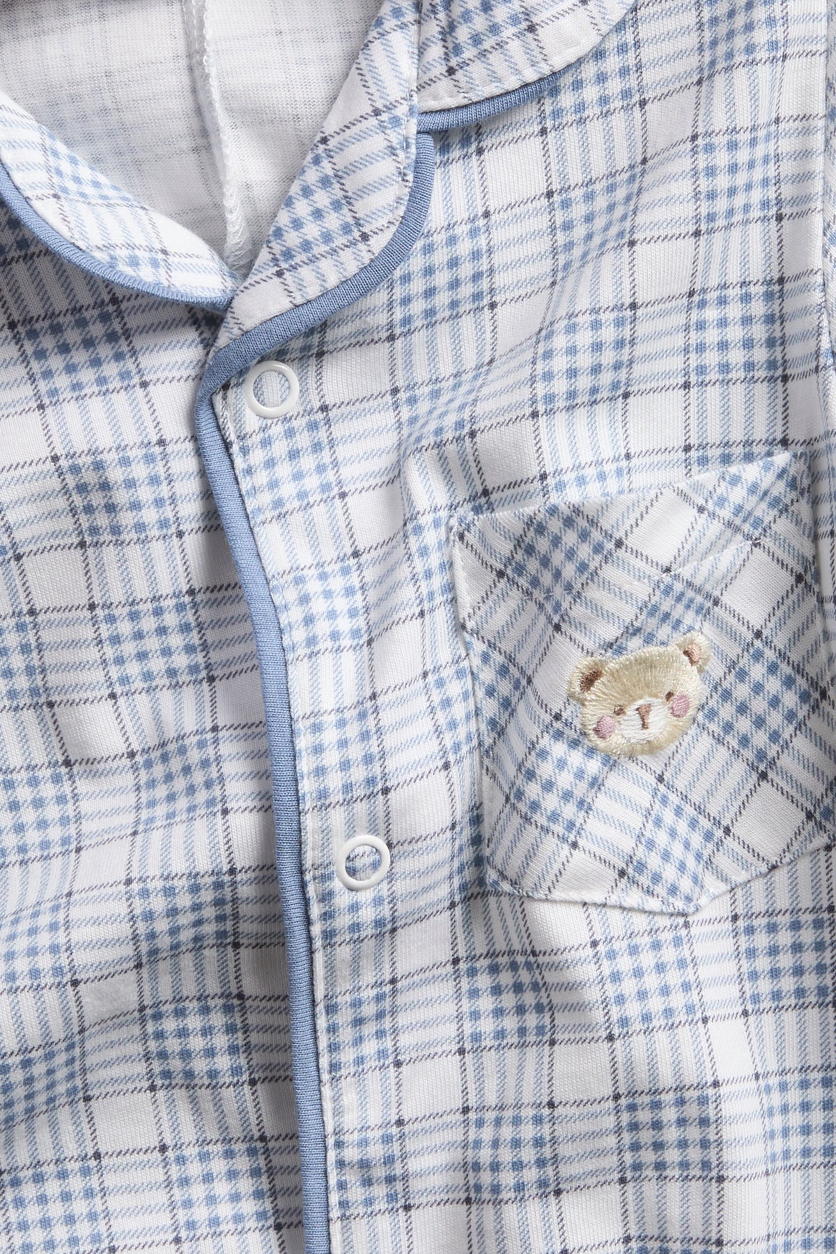 Baby blue & white checked pyjamas with embroidery