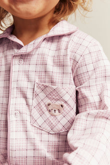 Baby pink & white checked pyjamas with embroidery
