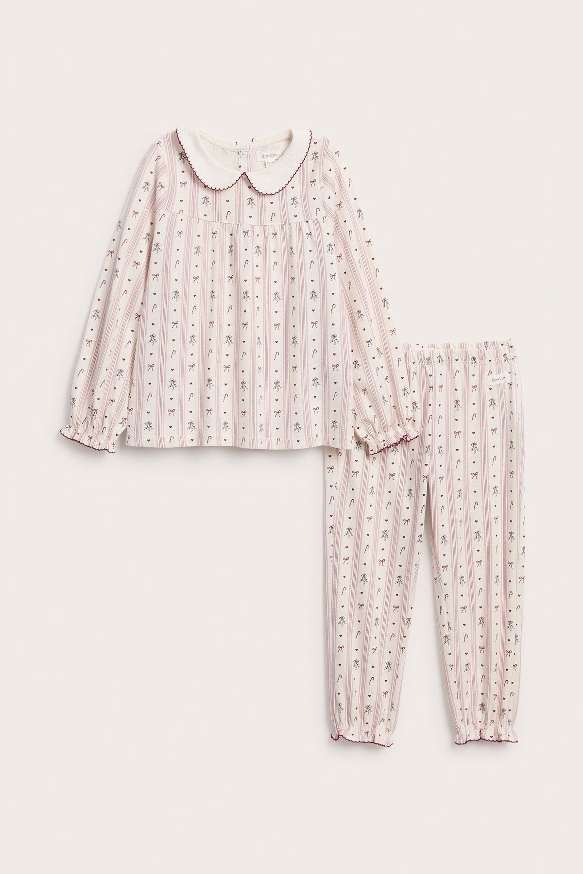 Kids white & red Christmas pyjamas with bows