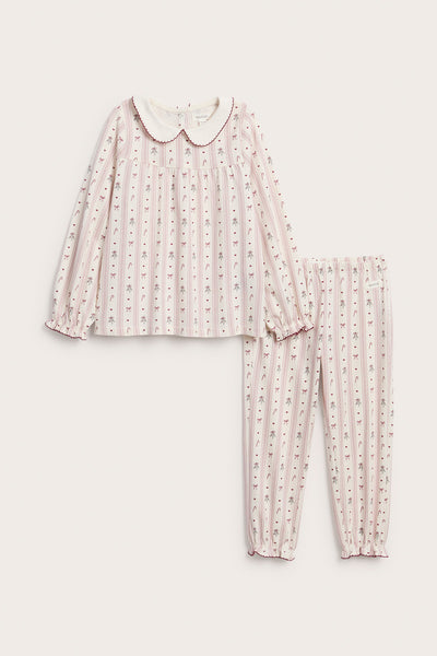 Kids white & red Christmas pyjamas with bows